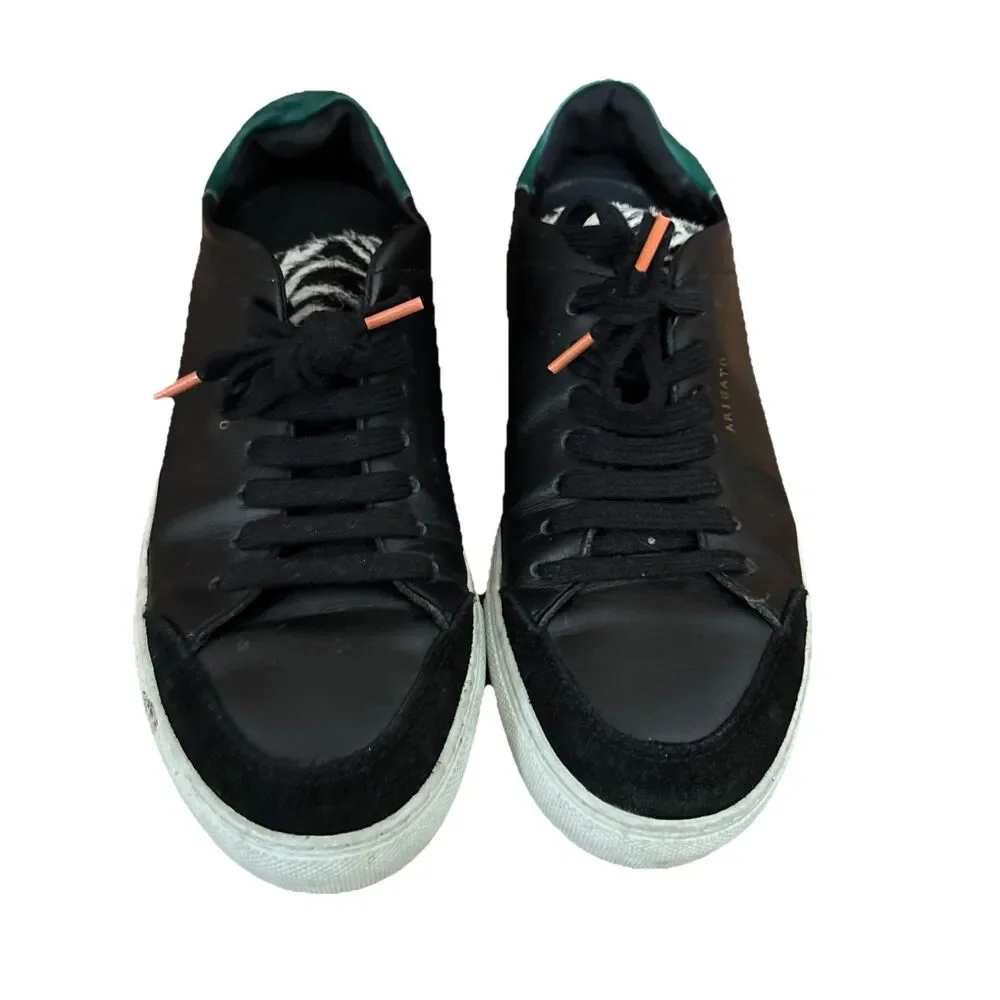 Chic‎ Axel Arigato Clean 90 Sneakers Black Green Real Fur Leather Sz 7.5